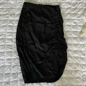 Alexis black Polka dot ruched midi skirt